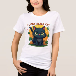 Lucky Black Cat: St. Patrick's Day Klöver & Mynt T Shirt
