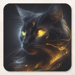 Lucky Black Cat Underlägg Papper Kvadrat