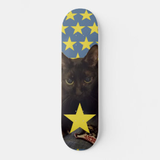 Lucky Black Cat w/Stars Mini Skateboard Bräda 18,5 Cm