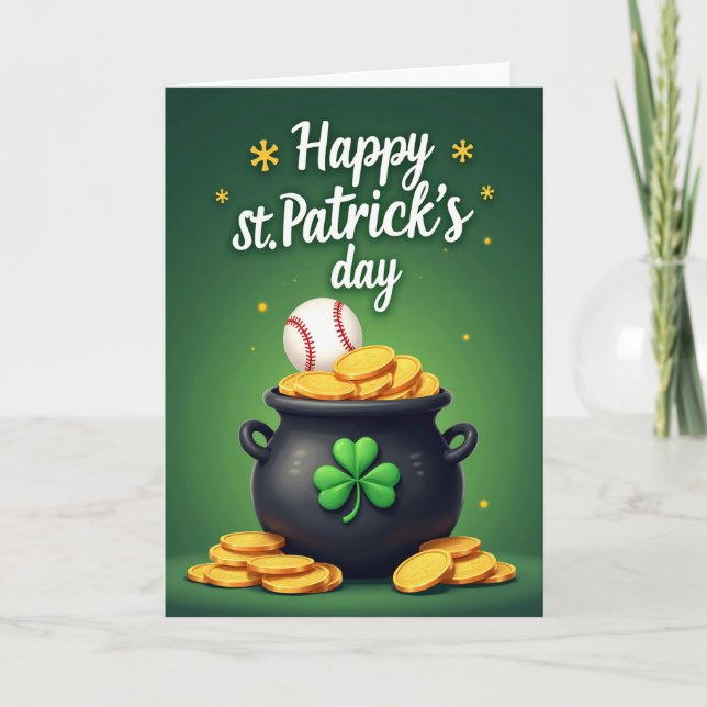 Lucky Black Pot St Patricks Day Card Kort (Framsida)