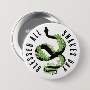 Lucky Black Serpent i Klöver All Snakes Day Butto Knapp