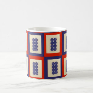 Lucky Blue Eight Wheel Mahjong Tile Kaffemugg