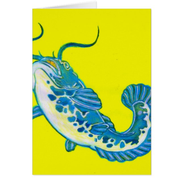 Lucky Blue Fish 1 Hälsningskort (Framsidan)