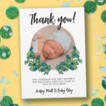 Lucky Blue Klöver Photo Boy Shower Tack Kort<br><div class="desc">Blått fyrklövert temat babydusch tack vare att du kortade personligen med ett foto av din nyfödda son för att tacka gästerna som kom till din lyckliga karmbabydusch med fotot av baby, med handritade illustrationer av fyra blommor från löv klöver och blå klöver. Tack för att du fick ett kort med...</div>