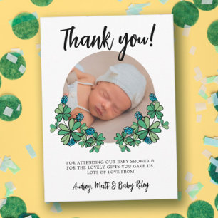 Lucky Blue Klöver Photo Boy Shower Tack Kort