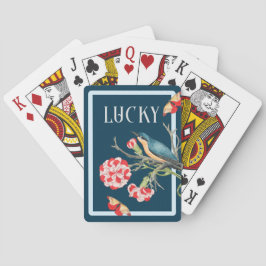 Lucky Blue Songbird & Red Carnations Casinokort