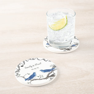 Lucky Bluebirds Vintage Love birds Underlägg