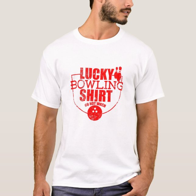 Lucky Bowling Quote Funny för Bowlers T Shirt (Framsida)