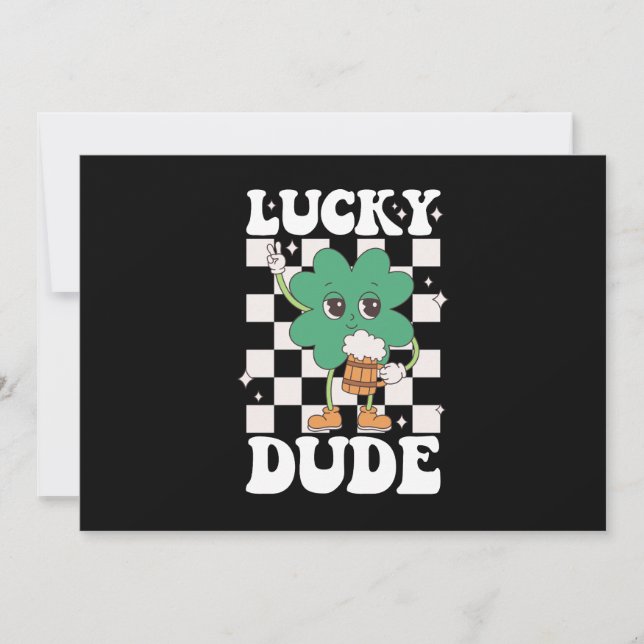 Lucky Boy Shamrock St patricks day Irish Groovy Inbjudningar (Framsida)