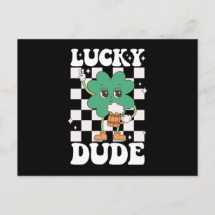 Lucky Boy Shamrock St patricks day Irish Groovy Vykort