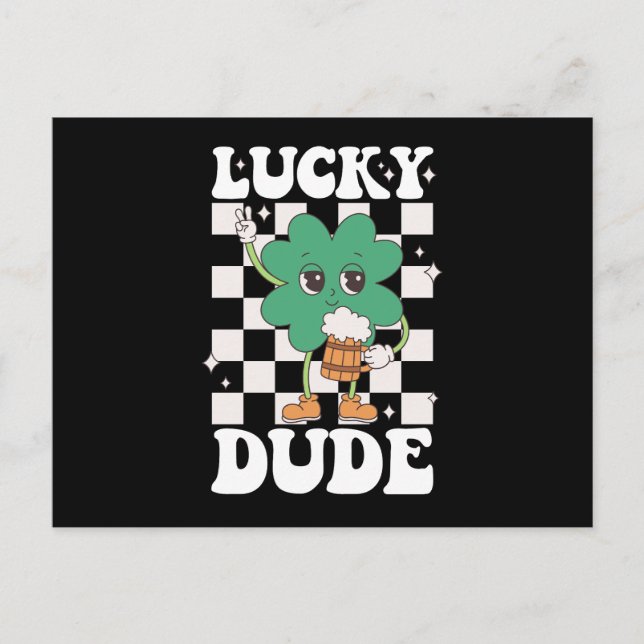 Lucky Boy Shamrock St patricks day Irish Groovy Vykort (Framsida)