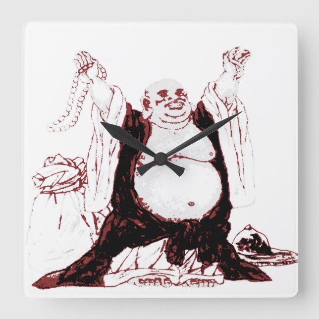 Lucky Buddha Wall Clock Fyrkantig Klocka (Framsida)