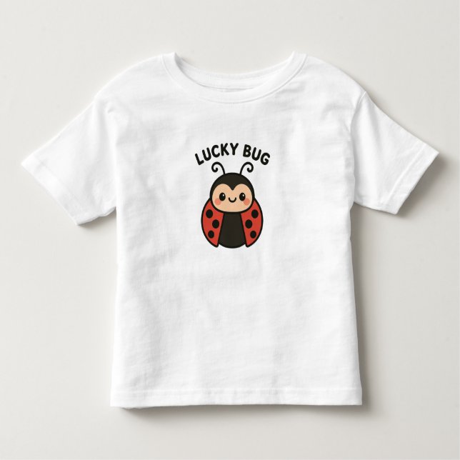 Lucky Bug Ladybug – Söt T-Shirt för Små Flickor (Framsida)