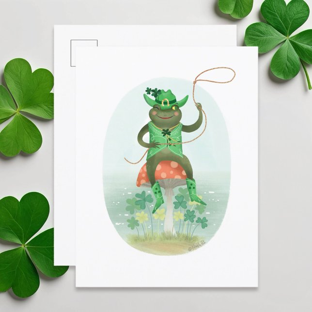 Lucky Bullfrog Cowboy på ett svamprum Vykort (Skapare uppladdad)
