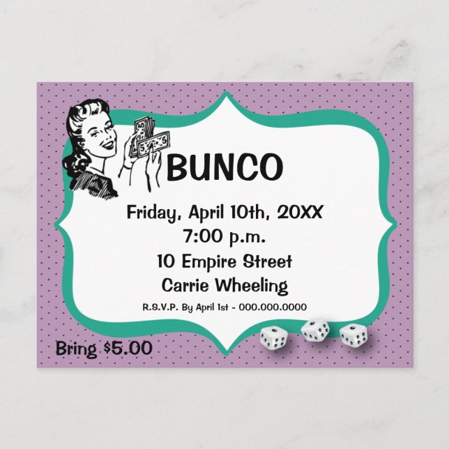 Lucky Bunco Player Postcard Violet och Emerald Vykort (Framsida)