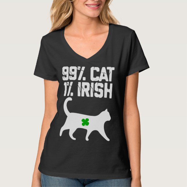 Lucky Cat Animal St Patricku2019s Day 99 cat 1 Iri T Shirt (Framsida)