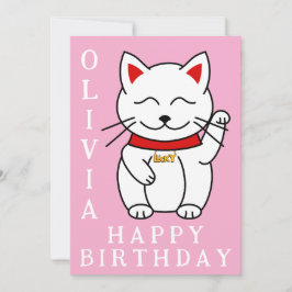 Lucky Cat Anpassningsbar Birthday Kort