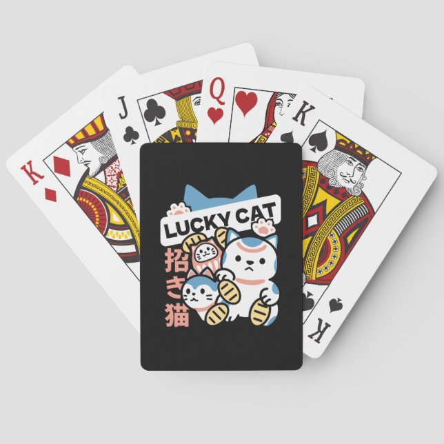 Lucky Cat Art – Maneki Neko with Gold Coin Casinokort (Baksidan)