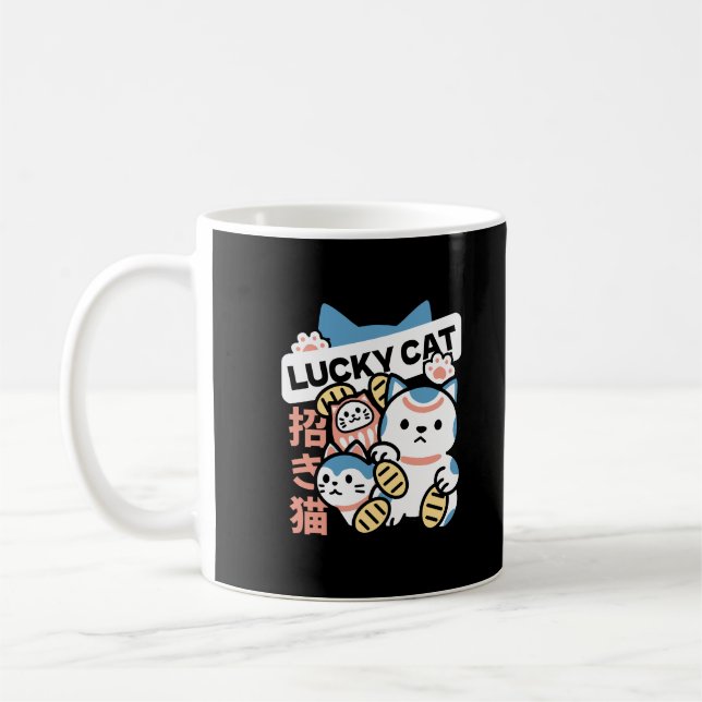 Lucky Cat Art – Maneki Neko with Gold Coin Kaffemugg (Vänster)