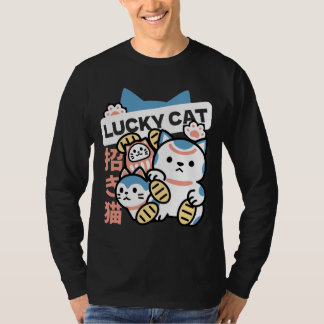 Lucky Cat Art – Maneki Neko with Gold Coin T Shirt