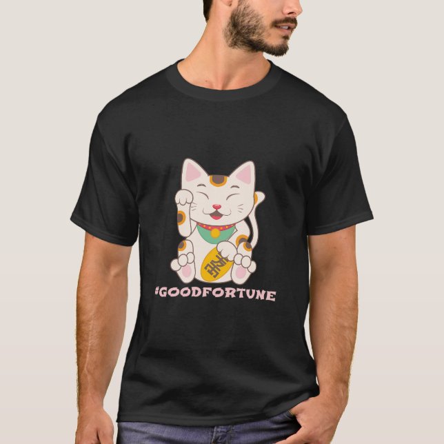 Lucky Cat Bra Fortune Maneki Neko T Shirt (Framsida)