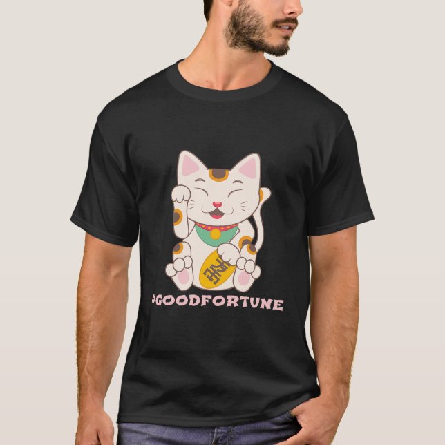 Lucky Cat Bra Fortune Maneki Neko T Shirt (Framsida)