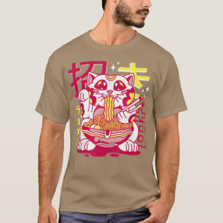 Lucky Cat Eating Ramen Noodles Gift  T Shirt