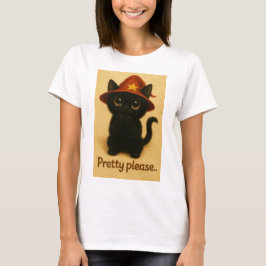 Lucky Cat Emi – Kawaii Begging Pose Witch Cat T Shirt