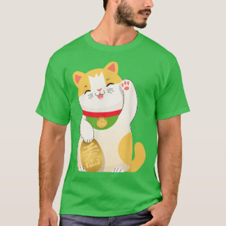 Lucky Cat for Happiness Maneki Neko Japan T Shirt