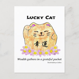 Lucky Cat - förmögenhet samlas i en tacksam ficka Vykort