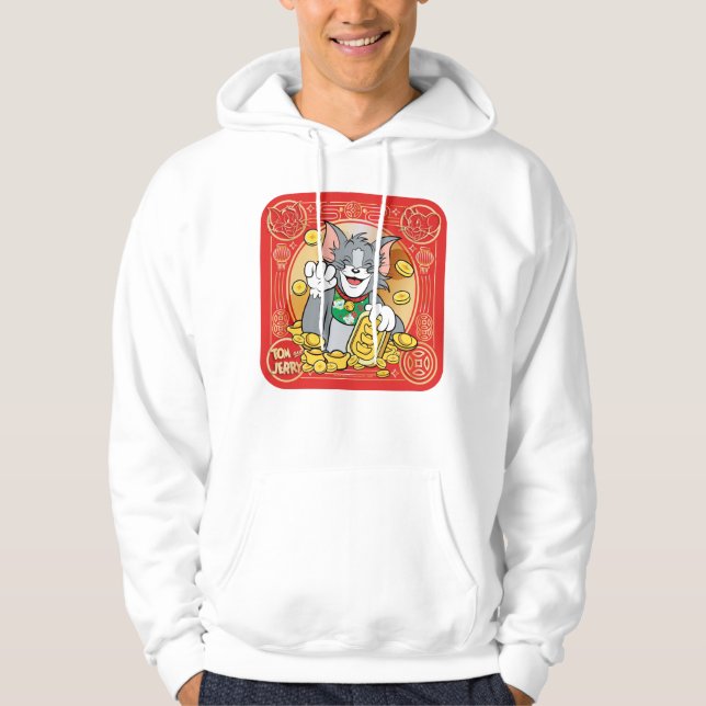 Lucky Cat Jerry med Guld Sycees Hoodie (Framsida)
