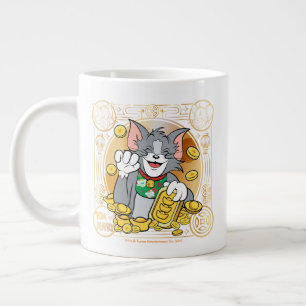 Lucky Cat Jerry med Guld Sycees Jumbo Mugg