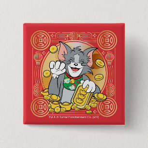 Lucky Cat Jerry med Guld Sycees Knapp