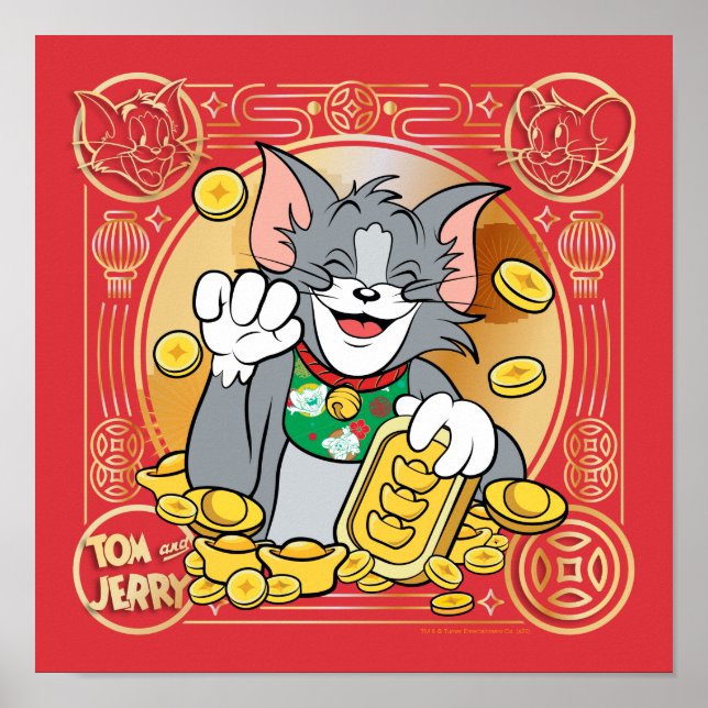 Lucky Cat Jerry med Guld Sycees Poster (Framsidan)