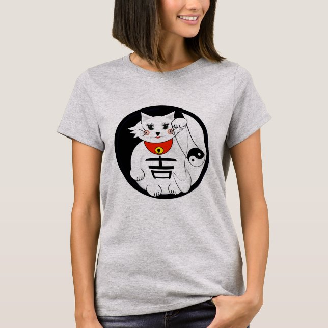 Lucky Cat-Maneki Neko-Beckoning. Tee (Framsida)