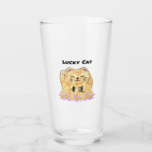Lucky Cat (Maneki Neko) Glaskopp (Framsida)