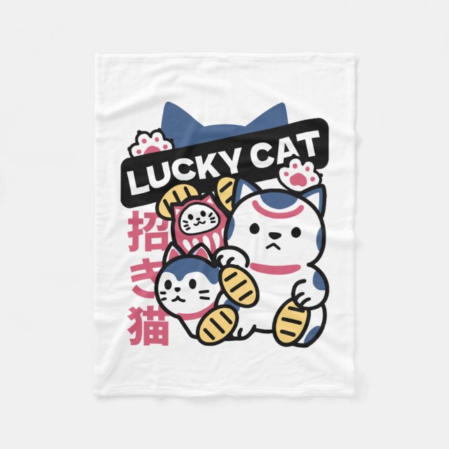 Lucky Cat Maneki Neko – Japanese Fortune Cat  Fleecefilt (Framsidan)