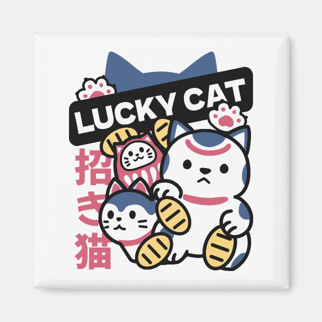 Lucky Cat Maneki Neko – Japanese Fortune Cat  Magnet (Framsidan)