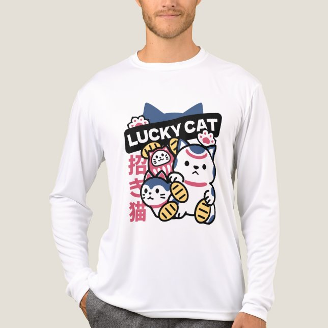 Lucky Cat Maneki Neko – Japanese Fortune Cat  T Shirt (Framsida)