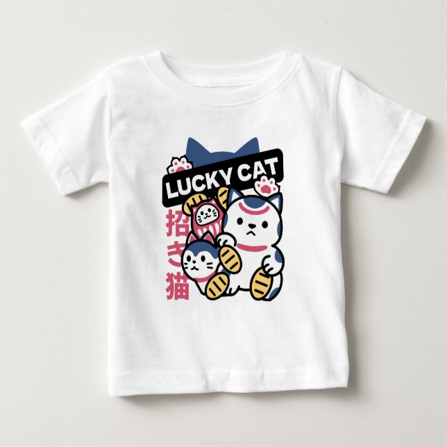 Lucky Cat Maneki Neko – Japanese Fortune Cat  T Shirt (Framsida)