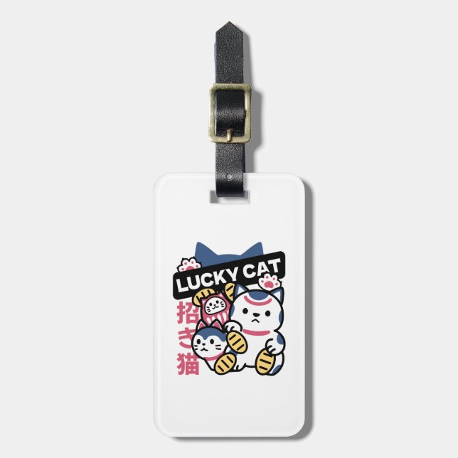 Lucky Cat Maneki Neko – Japansk Lyckokatt  Bagagebricka (Vertikal Framsida)