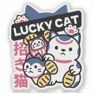 Lucky Cat Maneki Neko – Japansk Lyckokatt  Klistermärken