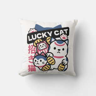 Lucky Cat Maneki Neko – Japansk Lyckokatt Kudde