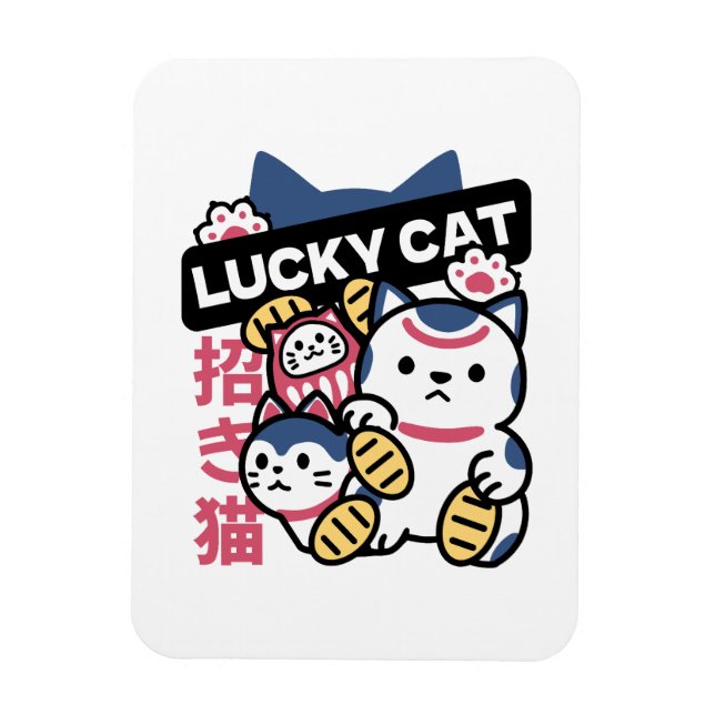 Lucky Cat Maneki Neko – Japansk Lyckokatt  Magnet (Vertikal)