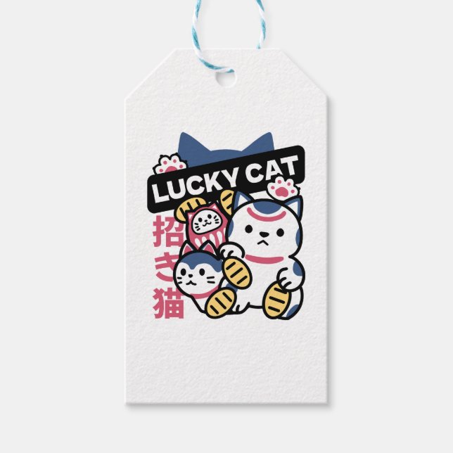 Lucky Cat Maneki Neko – Japansk Lyckokatt  Presentetikett (Framsidan)