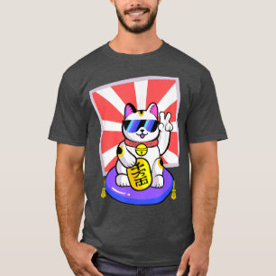 Lucky Cat Maneki Neko Japansk Zen Yoga Funny Cute T Shirt