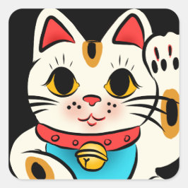 Lucky cat Maneki Neko-klistermärken Fyrkantigt Klistermärke