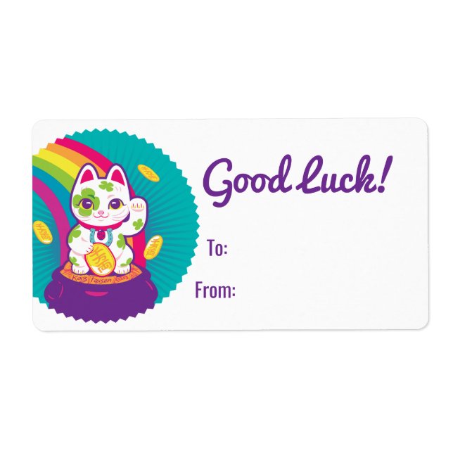 Lucky Cat Maneki Neko Lycka till Pot of Guld Fraktsedel (Framsidan)