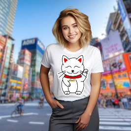 Lucky Cat Modern Minimalist Personlig T-Shirt