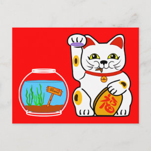 Lucky Cat. Oturlig fisk Vykort